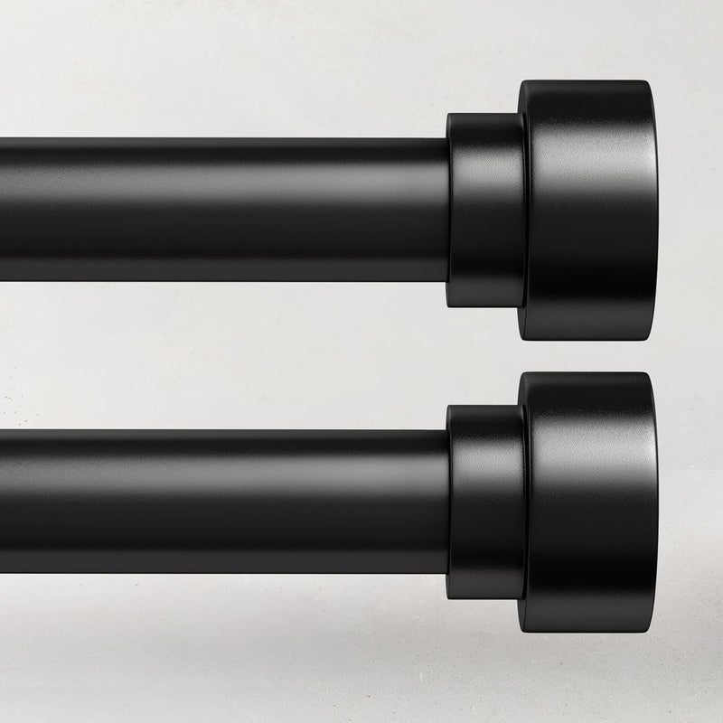 Time Forest 2 Pack Black Curtain Rods for Windows 48 to 84, 1 Inch Adjustable Heavy Duty Long Window Curtain Rod with End Caps, Modern Indoor Outdoor Drapery Rods for Patio Bedroom, Size 32" - 90" - Image 1